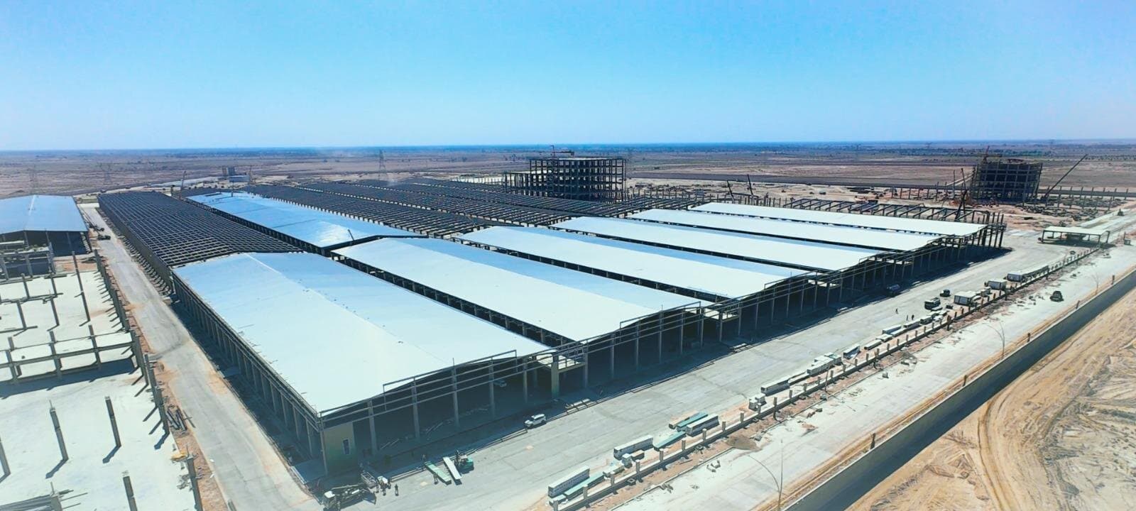 Aerial view of Diwan's plant in Medhatya, Babylon, with its production halls under construction